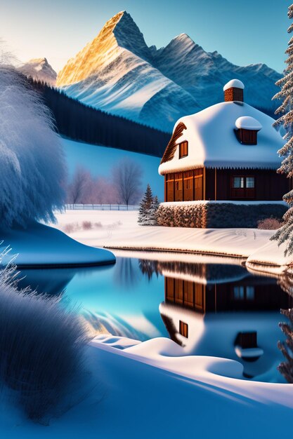 Winterlandschaft Winterhaus