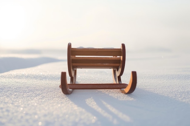 Winterlich Spaß mit Holzschlitten, die anmutig auf schneebedecktem Gelände gleiten