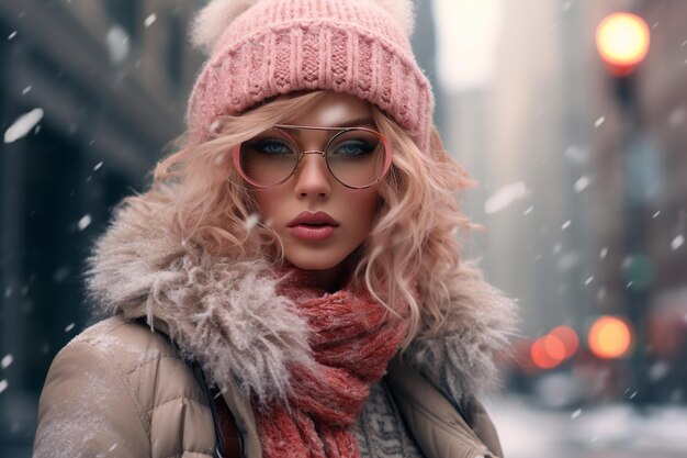 Winterliche Street-Fashion-Fotografie mit der trendigen 00612 00