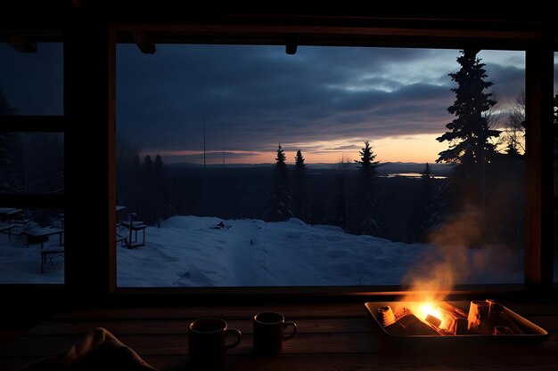 Wintermorgenkaffee am Kamin