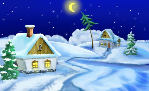 Winternacht im ukrainischen Dorf 03