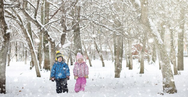 Winterpark unter dem Schnee. Schneesturm im Stadtpark. Park für Spaziergänge mit der ganzen Familie unter der Schneedecke.