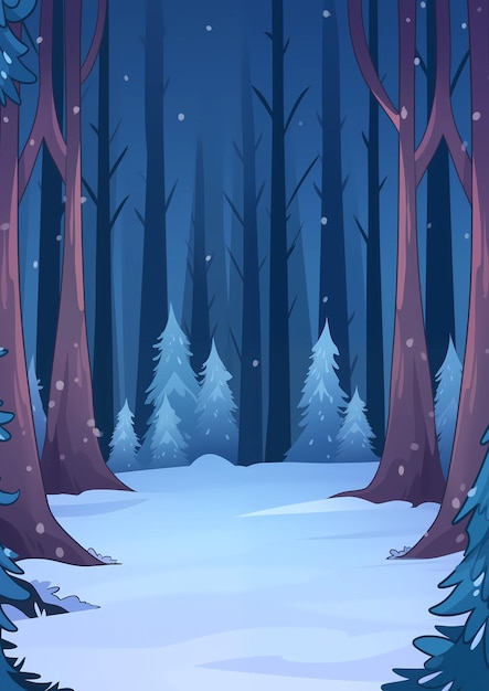 Foto winterwald mit schneebedeckten bäumen illustration