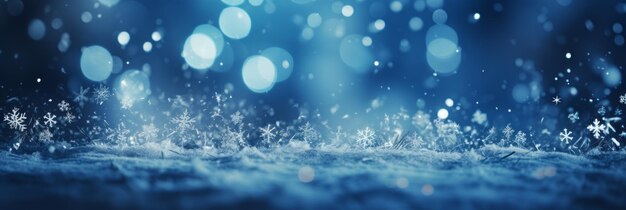 Winterwunderland frosted Fichtenzweige mit Schnee und Weihnachts-Bokeh-Lichter