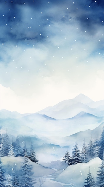 Winterwunderland mit minimalen Details Hintergrund Aquarell