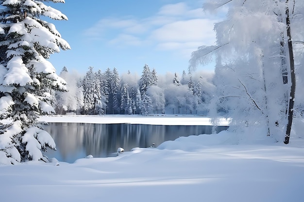 Winterwunderland verschneites Ruhe-Winterfoto