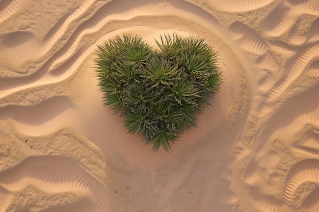 Foto winzige herzpflanze in einer weiten wüstenlandschaft