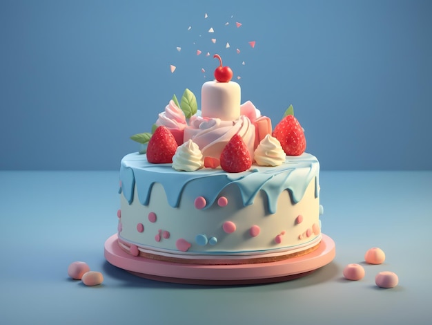 Winziger süßer isometrischer 3D-Render-Kuchen