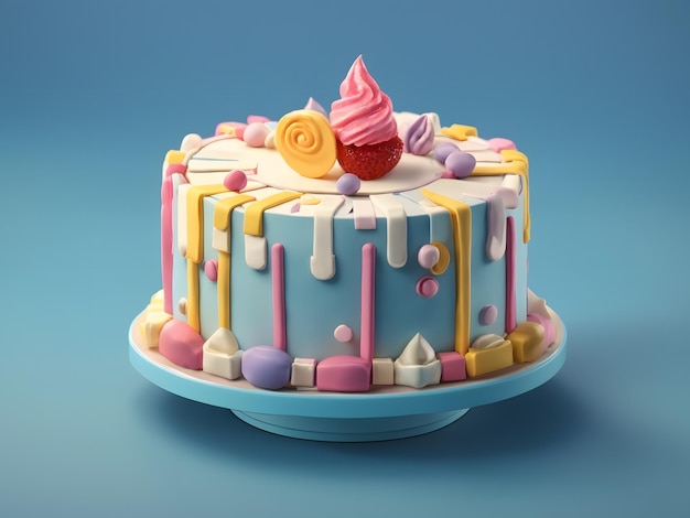 Winziger süßer isometrischer 3D-Render-Kuchen