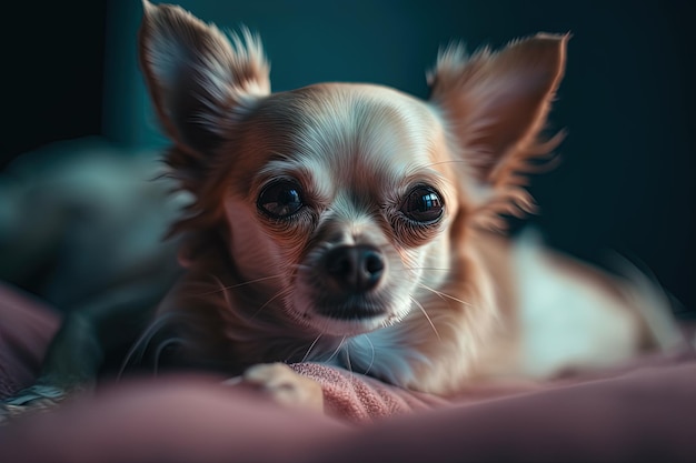 Winziges Hundeporträt. Niedlicher, flauschiger Welpe mit großen Augen. Generierte KI