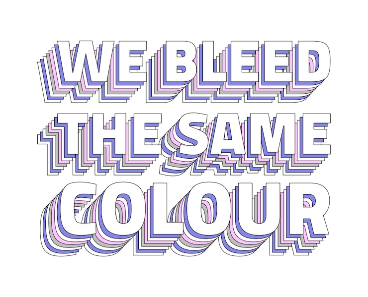Foto wir bluten die gleiche farbe geschichtete nachricht png typografie retro wort
