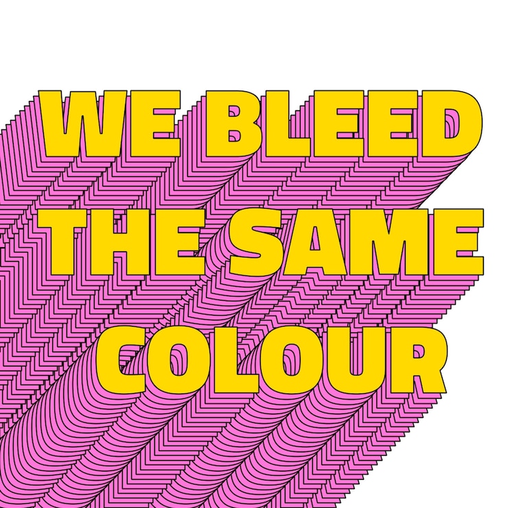 Foto wir bluten die gleiche farbe png geschichtete typografie retro wort