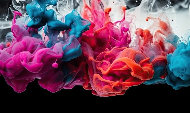 Wirbel aus bunter Tinte im Wasser erzeugen atemberaubende abstrakte Kunst. Erstellen mit generativen KI-Tools