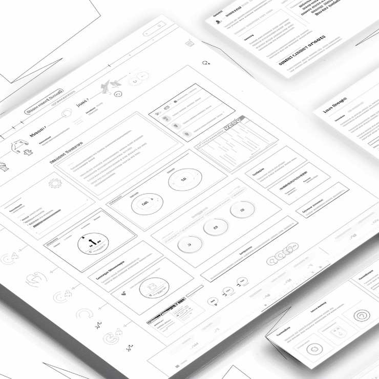 Foto un wireframe de una página web con un diseño jerárquico claro