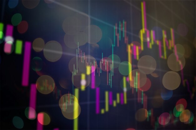 Wirtschaftsdiagramm mit Diagrammen an der Börse, für Geschäfts- und Finanzkonzepte und -berichte. Abstrakter blauer Hintergrund.