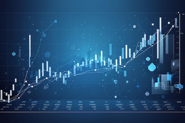 Wirtschaftsdiagramm mit Diagrammen auf der Börse für Geschäfts- und Finanzkonzepte und Berichteabstract blauer Vektorhintergrund