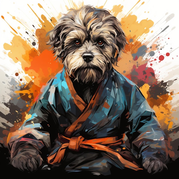Wise Brown Dog in Samurai Garb Stoic Canine Kunstwerk