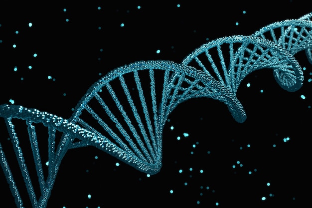 Wissenschaft Biotechnologie Blaue DNA-Struktur Hintergrund 3D-Rendering