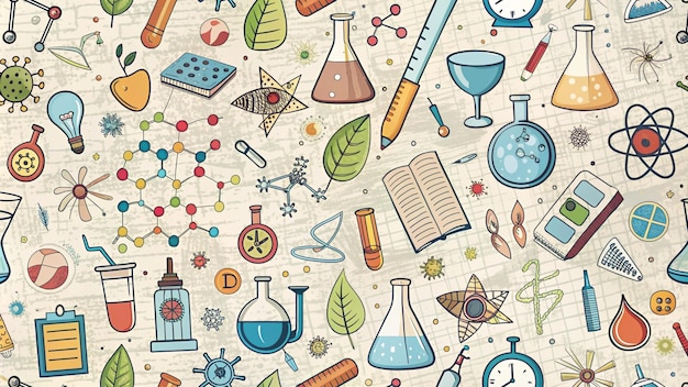 Wissenschaftliches Experiment Hintergrund nahtloses Muster