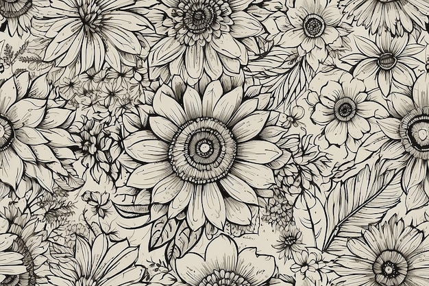 Witzige Blüten Handgezeichnete Blumen-Doodles