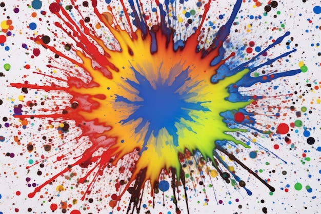 Witzige Farbenspritzungen tanzen spielerisch über einen lebendigen Hintergrund Generative KI