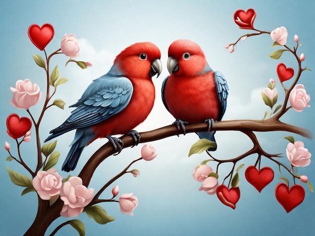 Witzige Illustration von zwei Liebesvögeln schöne Liebesvögel lieben Hintergrundbilder.