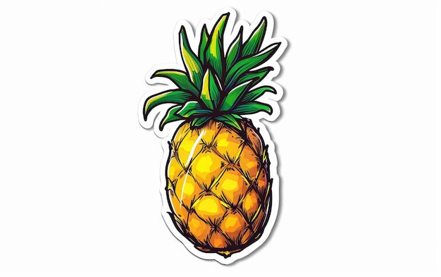 Witziger Kunststoff-Aufkleber mit einer Ananas auf durchsichtigem Hintergrund