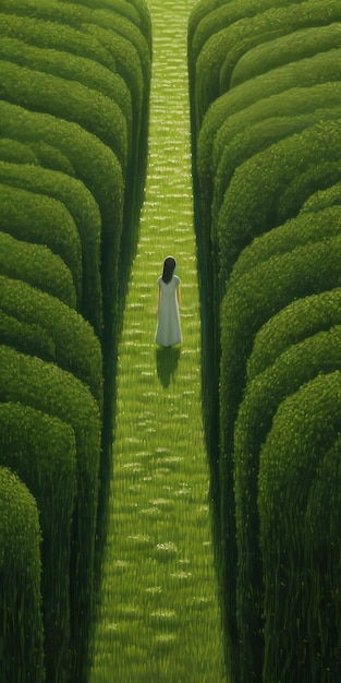 Witziger Realismus Endloses Labyrinth von Hecken 8k Ölporträt von Charles Angrand