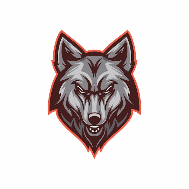 Wölfskopf-Vektor-Illustration des E-Sport-Maskottchen-Logos