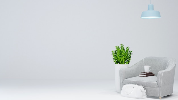 Wohnbereich oder entspannen sich Bereich auf weißem Hintergrund - Wiedergabe 3D
