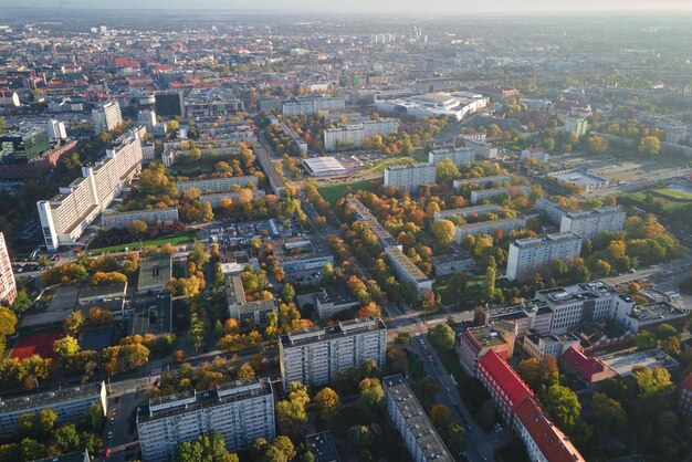 Wohngebäude in der europäischen Stadt Luftbild Wroclaw Polen