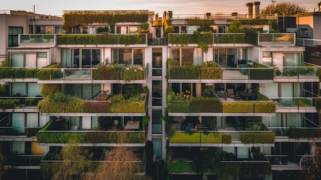 Wohnung mit grünem Garten auf dem Dach