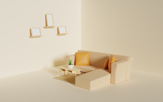 Wohnzimmer 3D-Rendering