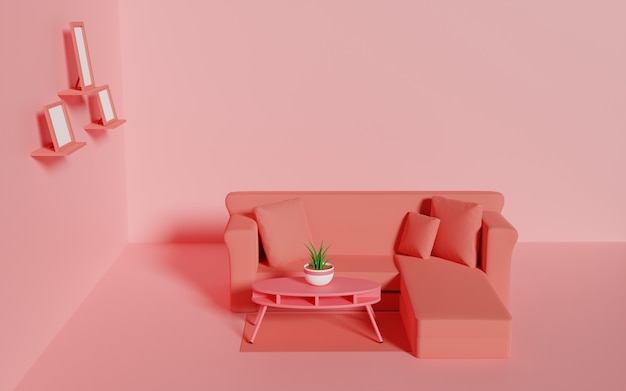 Wohnzimmer 3D-Rendering