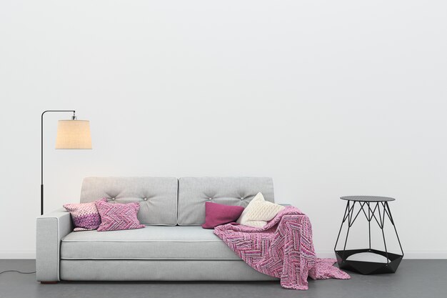 Wohnzimmer Betonboden grau Sofa moderne Vorlage Hintergrund Vorlage