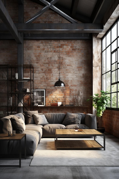 Foto wohnzimmer loft im industriellen stil