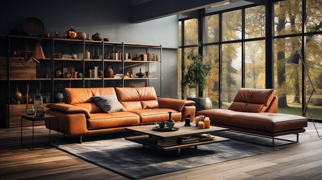 Wohnzimmer mit modernem Sofa, generativer Klimaanlage