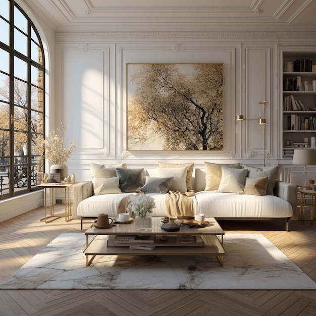 Wohnzimmer mit Sofa und generativer Klimaanlage