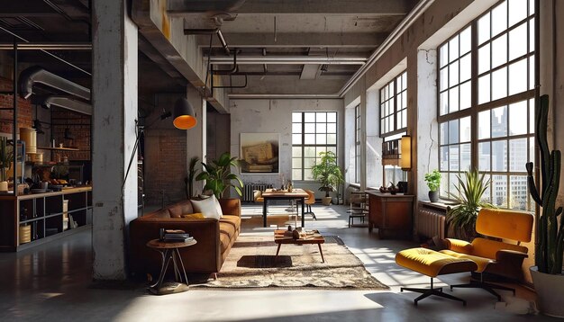 Wohnzimmerinterieur im Loft-Industriestil