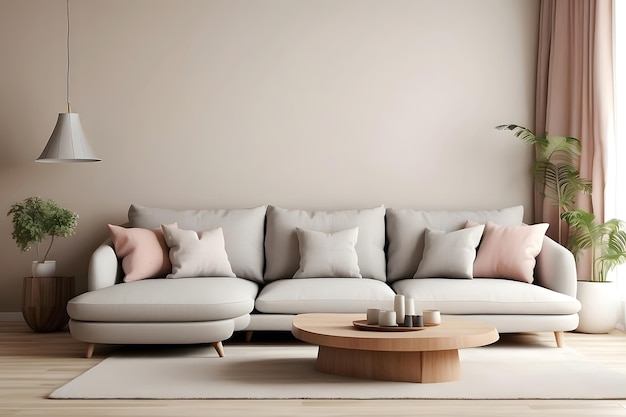 Wohnzimmerinterieur mit Sofa Moderne Wohnmodell