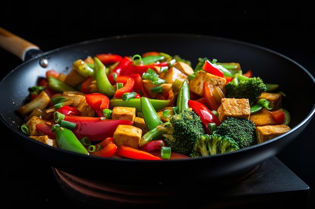 Wokpfanne mit Gemüse und Tofu