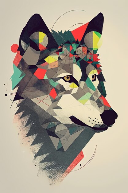 Wolf AI generativer Bauhaus-Stil-Hintergrund