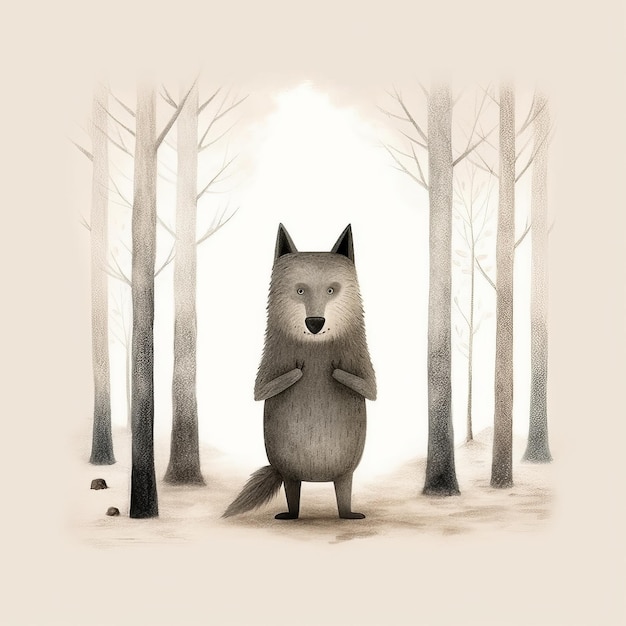 Wolf Art por Jon Klassen com Snicker Emoji e sem fundo