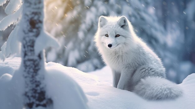Wolf auf Schnee HD 8K-Hintergrundbild