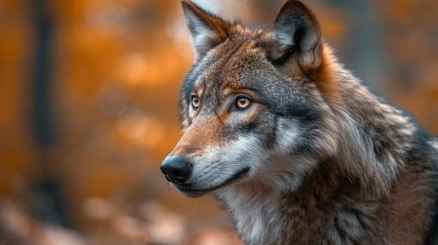 Wolf im Herbstwald