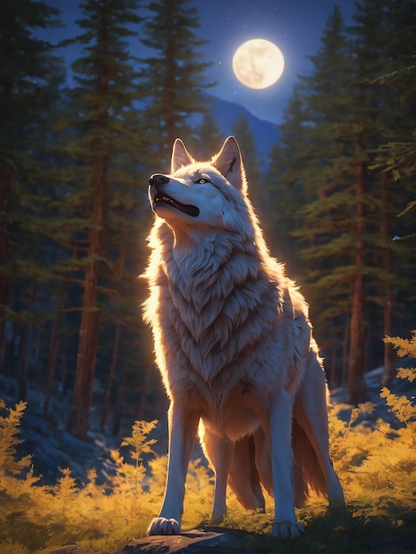 Wolf im Mondlicht