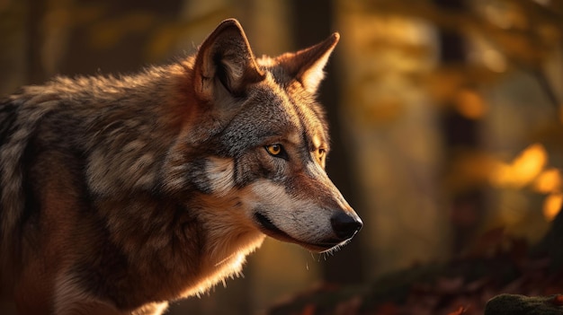 Wolf im Wald Illustration AI GenerativexA