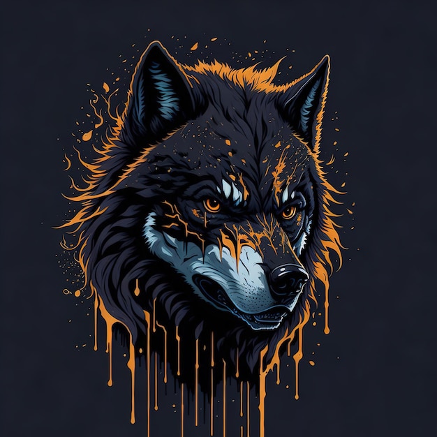 Wolf in der flachen ai-illustration des waldes