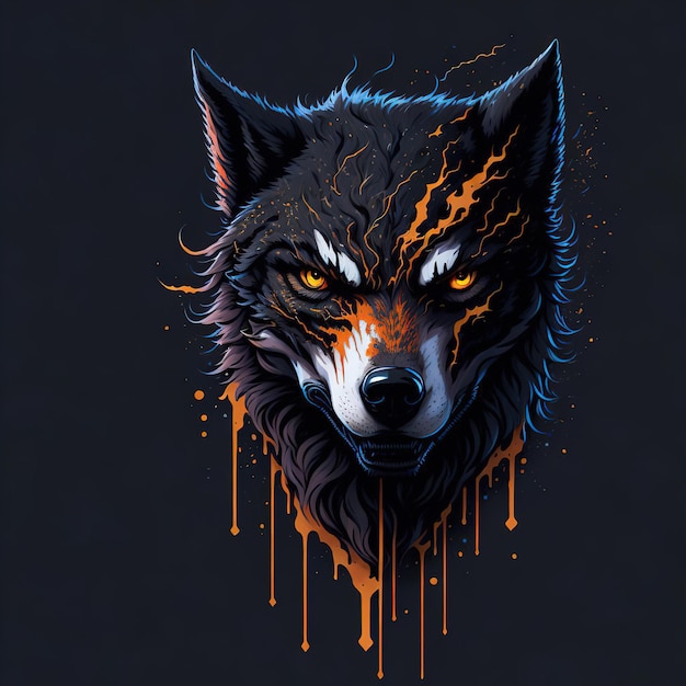 Wolf in der flachen ai-illustration des waldes