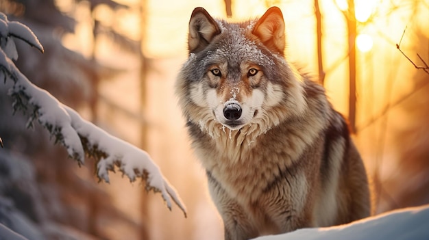 Wolf in einem Winterwald